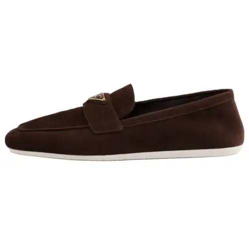 PRADA Suede Loafers Women's Dark Brown