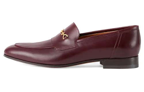 GUCCI Leather Horsebit Casual Shoes Men's Burgundy