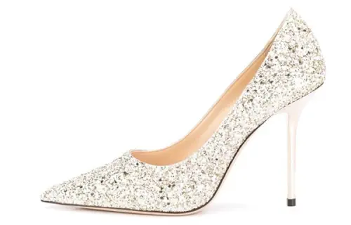 Jimmy Choo LOVE Slim Heel High Heels 10cm Women's Light Yellow White