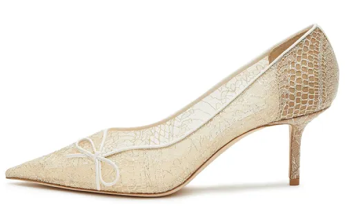 Jimmy Choo Cibelle Leather Slim Heel High Heels 6.5cm Women's Ecru