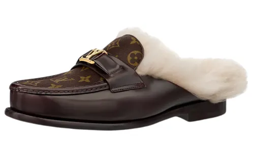 LOUIS VUITTON Major Closed Toe Slippers Men's Brown