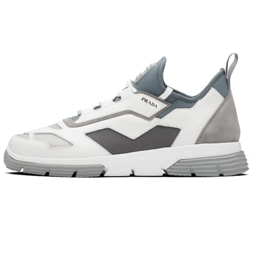 PRADA Fabric Sports Casual Shoes Men's White Gray