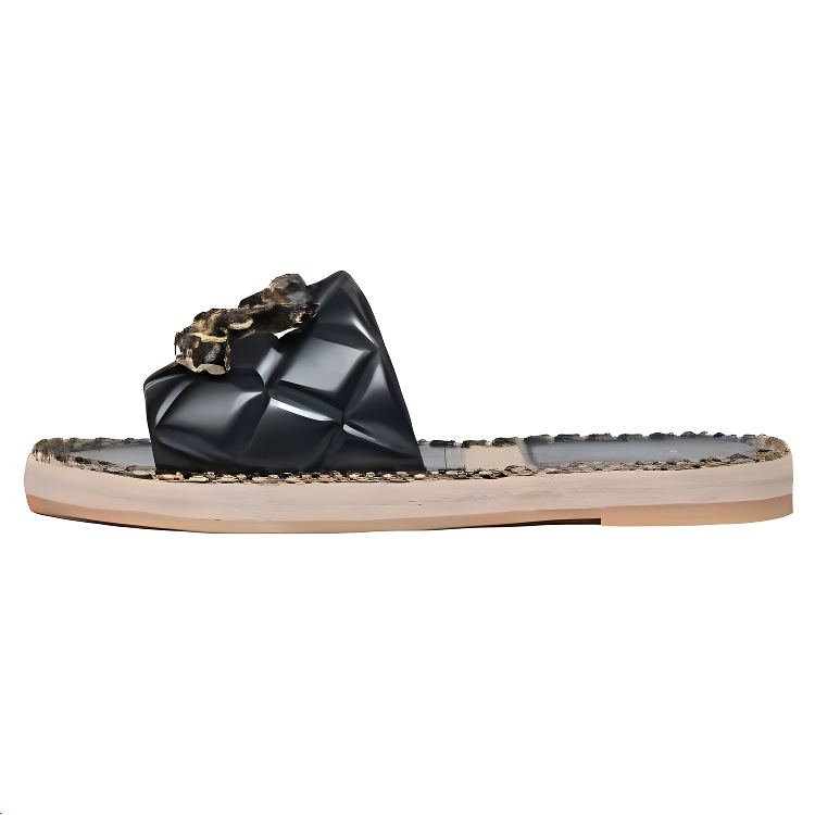 CHANEL 25P Spring Summer Rubber Slide Slippers Women's Black