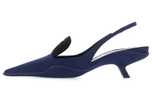 PRADA Leather Slim Heel High Heels Women's Blue
