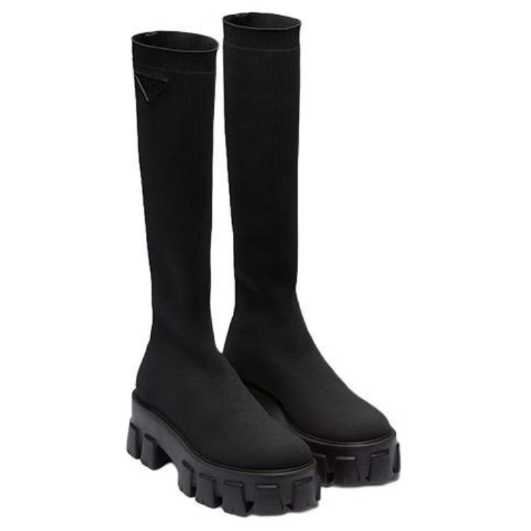 PRADA Monolith Knee High Boots 5.5cm Women's Black