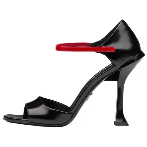 PRADA Patent Leather One Strap Sandals Women's Black