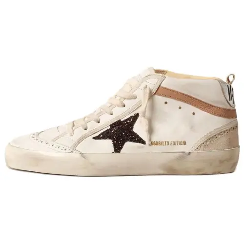 Golden Goose Mid Star Leather Mid top Skateboard Shoes Women's Brown
