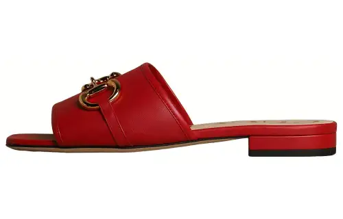 GUCCI Horsebit Slide Slippers Women's Red