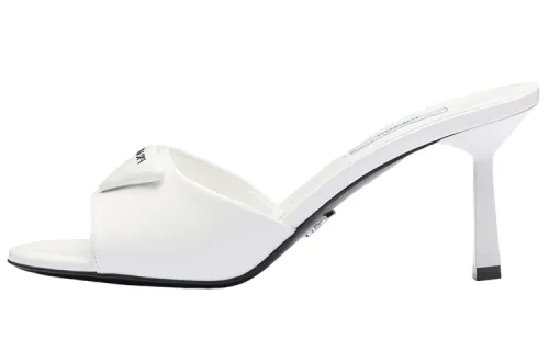 PRADA 75mm Brushed Leather Mules