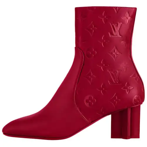 LOUIS VUITTON Silhouette Ankle Boots 6CM Women's Red