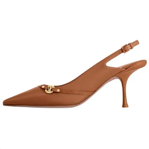 LOUIS VUITTON 6AM Sheepskin Slim Heel High Heels 7.5cm Women's Brown