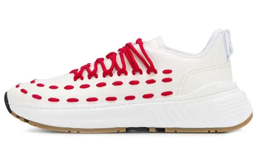 Bottega Veneta Cow Leather Low top Running Shoes Men's White Red