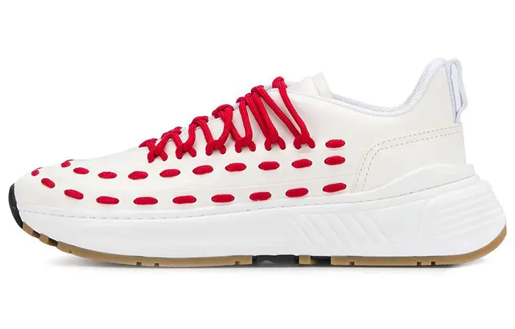 Bottega Veneta Cow Leather Low top Running Shoes Men's White Red