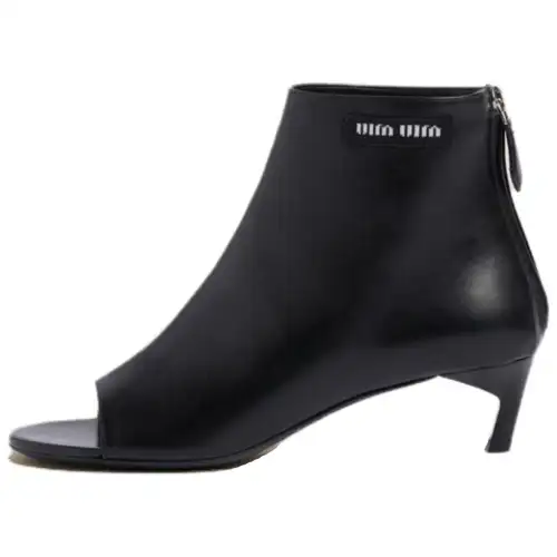 MIU MIU Leather Ankle Boots 4.5cm Women's Black