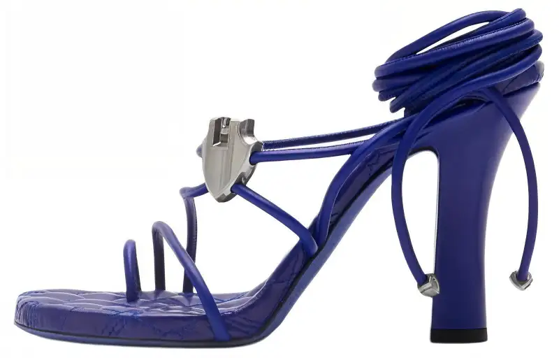 Burberry Shield Leather One Strap Sandals 10.5cm Women's Blue