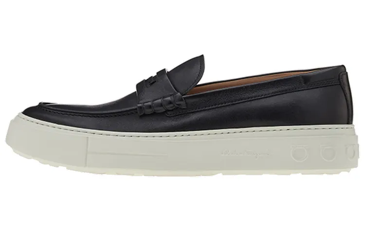 FERRAGAMO Business Casual Leather Shoes 'Black' Men's