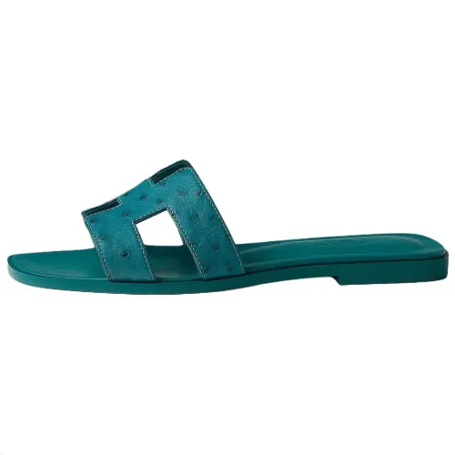 HERMES Oran Slide Slippers Women's Green