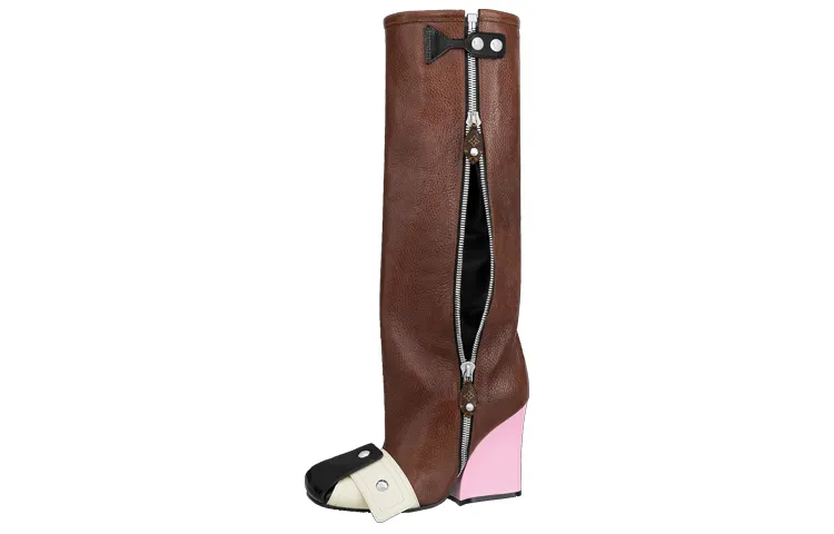 LOUIS VUITTON Patti Wedge Heel High Boots Women's Umber