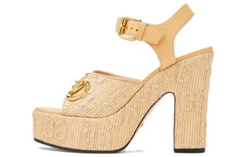 GUCCI Horsebit One Strap Sandals Women's Yellow