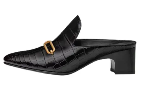 HERMES Diane Rubber Sole Closed Toe Slippers Women's Black