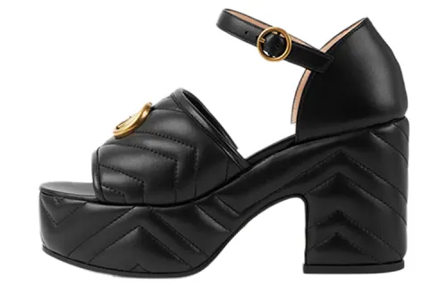 GUCCI GG Matelassé One Strap Sandals Women's Black