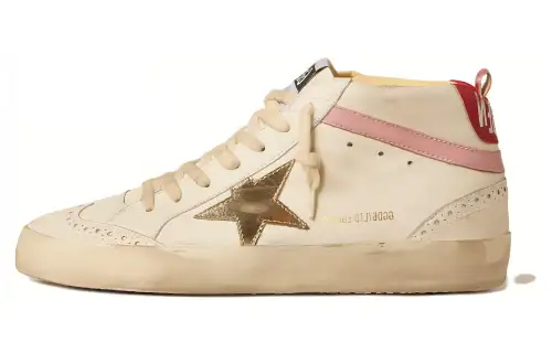Golden Goose Mid Star Leather High top Skateboard Shoes Women's White