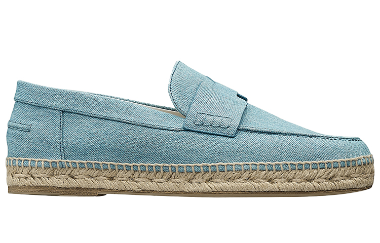 HERMES Trip Casual Flat Shoes Women's Denim Blue