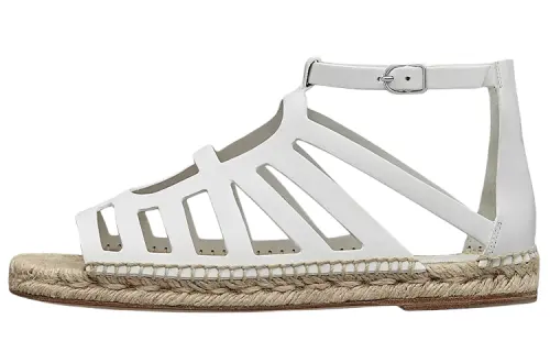 HERMES Pu Roman Sandals Women's White