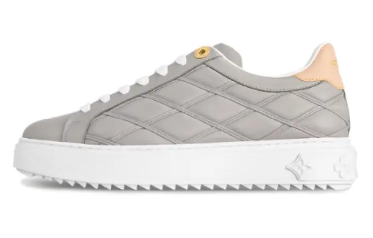LOUIS VUITTON Time Out Leather Low top Skateboard Shoes Women's Gray