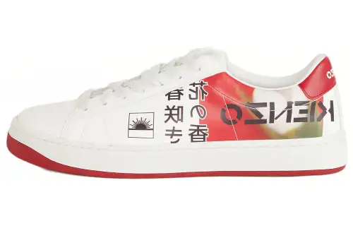 KENZO Kourt Leather Low top Stylish Skateboarding Shoes Women's White