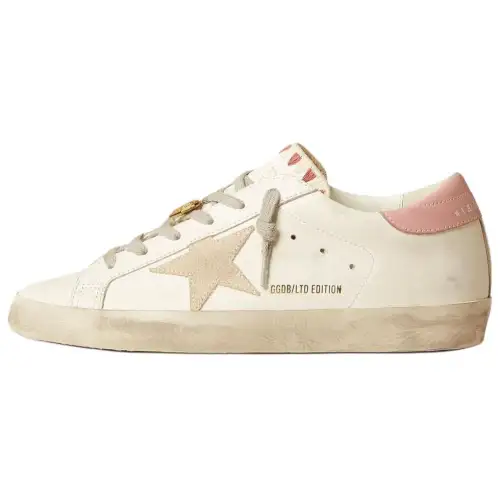 Golden Goose Super Star Cushioning, Wear Resistant Low top Skateboard Shoes Men's White Pink