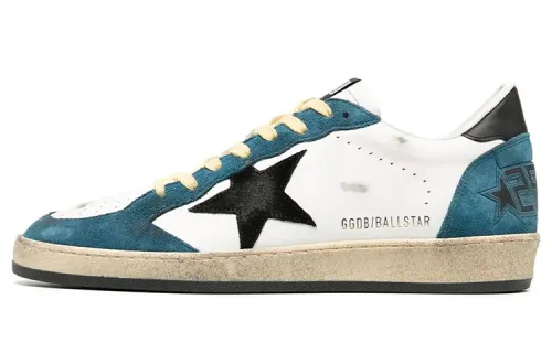 Golden Goose Ball Star Stylish Skateboarding Shoes Men's White Blue Distressed