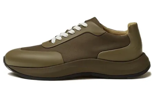 HERMES Leather Low top Sports Casual Shoes Men's Green