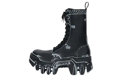 Balenciaga Bulldozer Cow Leather Crew Combat Boots 8cm Women's Black