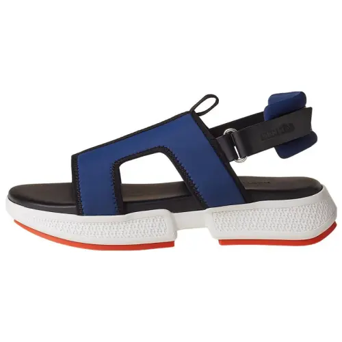 HERMES Fabric Beach Sandals Men's Blue Black