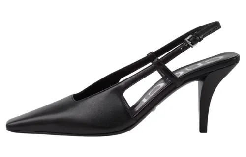 GUCCI Leather High Heel Slim Heel High Heels Women's Black