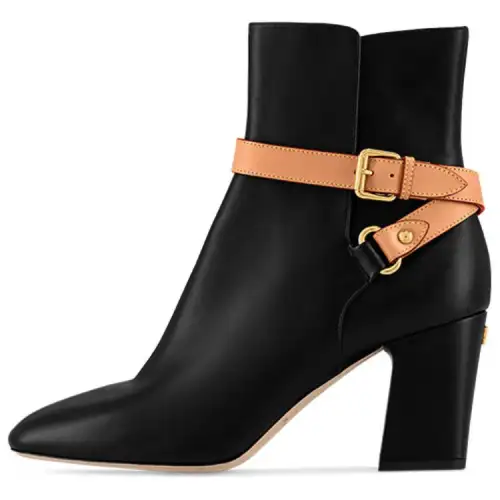 LOUIS VUITTON Parisienne Pointed Toe Ankle Boots Women's Black