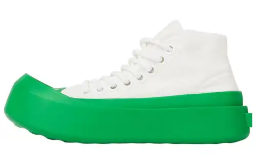 Bottega Veneta Jumbo Fabric High top Skateboard Shoes Women's White Green