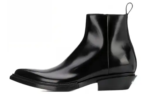 Balenciaga Santiag Cow Leather Ankle Boots Men's Black