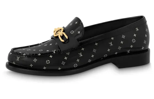 LOUIS VUITTON Chess Loafers Casual Shoes Women's Black
