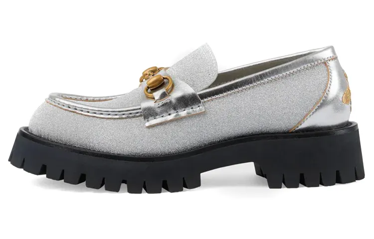 GUCCI Horsebit Loafers Women's Silver