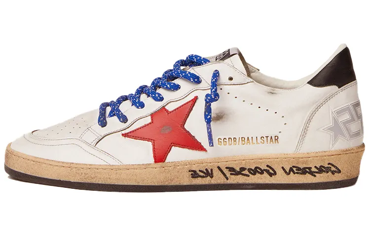 Golden Goose Ball Star Low top Stylish Skateboarding Shoes Men's White Red Blue