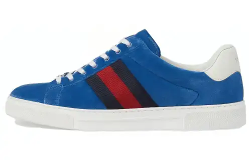 GUCCI ACE Cow Leather Low top Skateboard Shoes Men's Blue