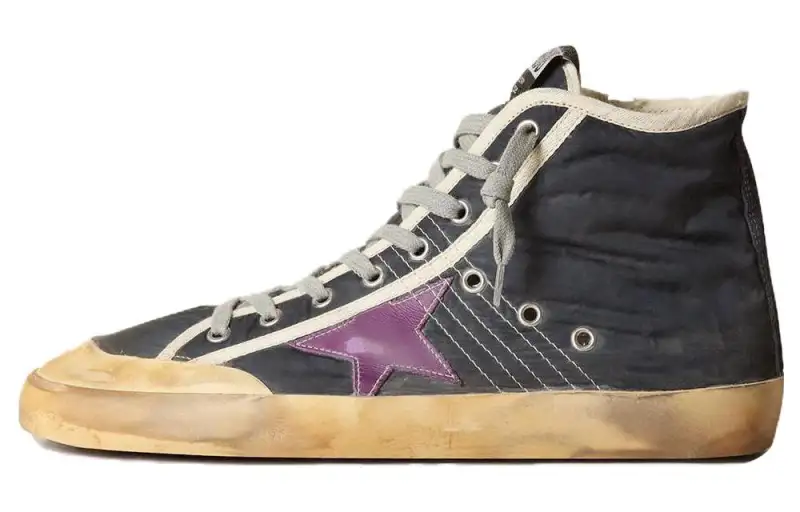 Golden Goose Francy High top Skateboard Shoes Men's Blue Distressed