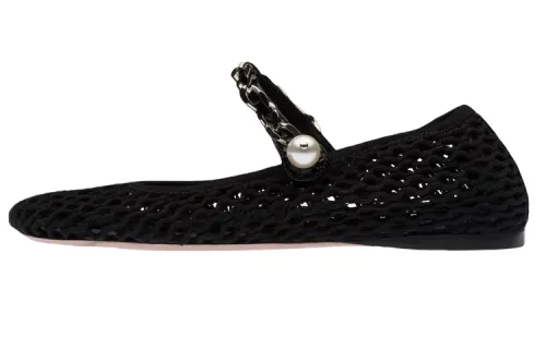 MIU MIU Fabric Flat Casual Shoes Women's Black