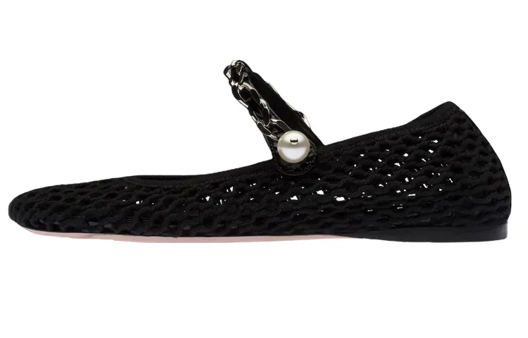 MIU MIU Fabric Flat Casual Shoes Women's Black