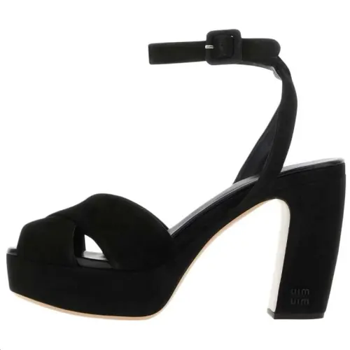 MIU MIU Leather One Strap Sandals 9.5cm Women's Black