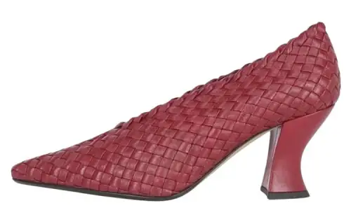 Bottega Veneta Leather Chunky Heel High Heels 7.5cm Women's Red