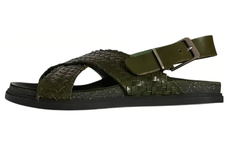 THE ROW Leather One Strap Sandals Women's Green
