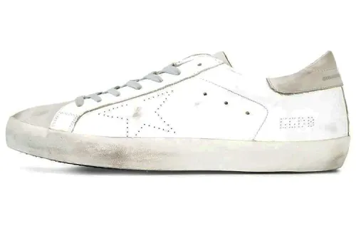 Golden Goose Super Star Stylish Skateboarding Shoes Men's Silver Tail Distressed